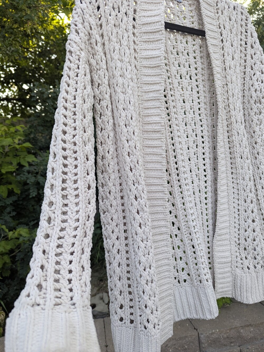 Chenille Crochet Cardigan Soft Layering Boho Cottagecore Light Academia - Picture 10 of 16